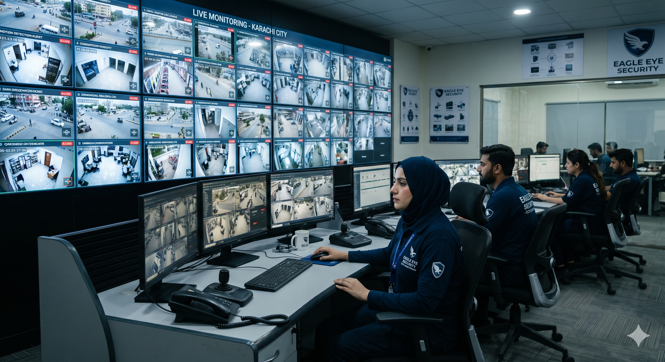 Commercial CCTV Monitoring Control Room
